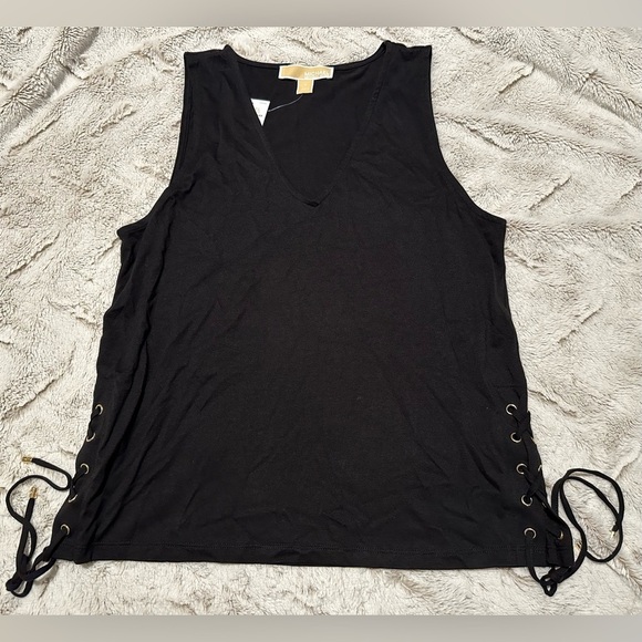 Michael Kors Tops - Michael Kors Black Lace-Up Sleeveless Top with Grommet Detail